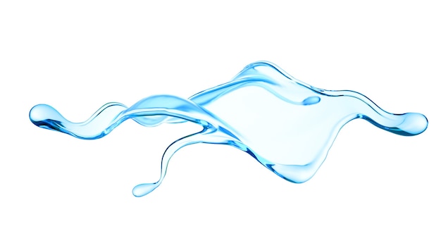 Splash of clear blue liquid, water. 3d illustration, 3d rendering.