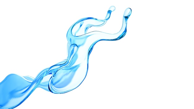 Photo splash of clear blue liquid, water. 3d illustration, 3d rendering.