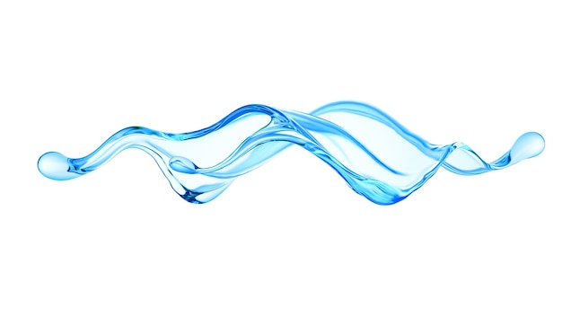 Splash of clear blue liquid water in 3d illustration rendering