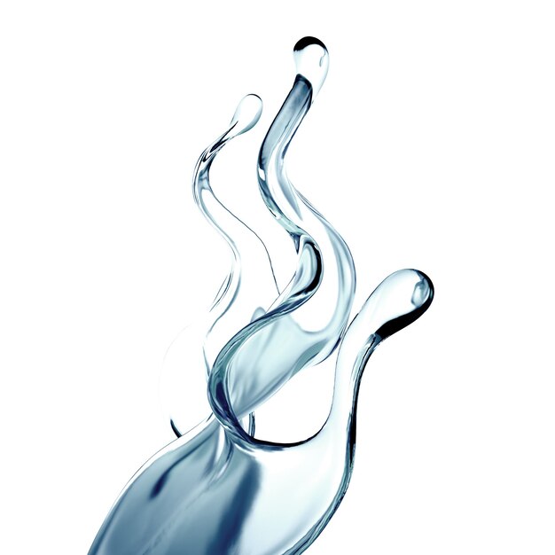 Splash of clear blue liquid water in 3d illustration rendering