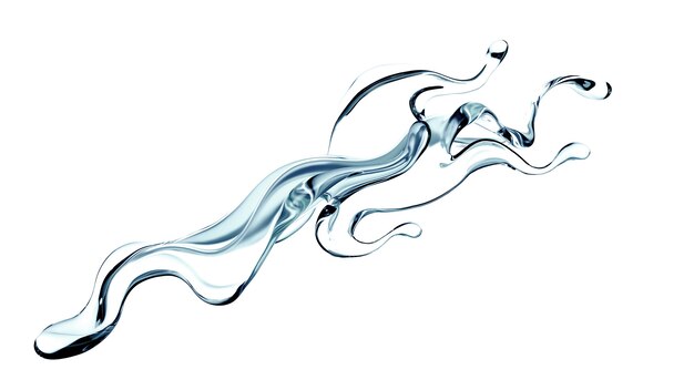 Splash of clear blue liquid water in 3d illustration rendering