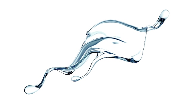 Splash of clear blue liquid water in 3d illustration rendering