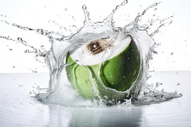 Splash of coconut juice isolated on a white background