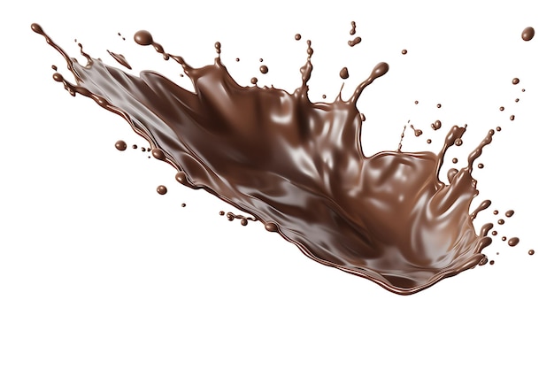 A splash of coffee with a splash of chocolate and coffee beans on a transparent background