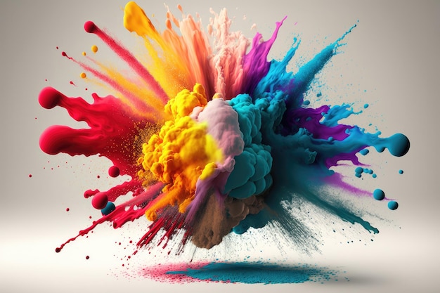 Splash of colored paints on white background Illustrations AI generator