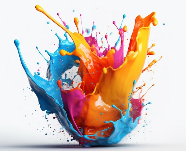 splash of colored paints on a white background