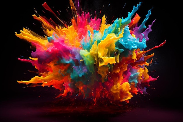 a splash of colored powder is colored with colors of colors.