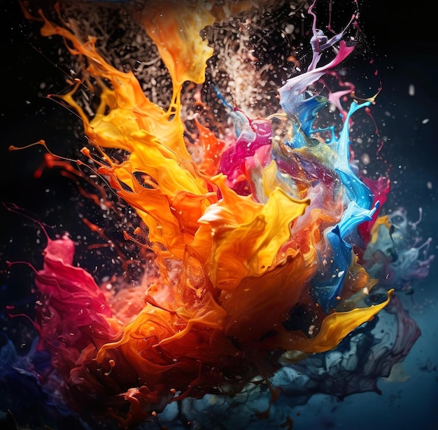 Splash colorful of liquid with dark background