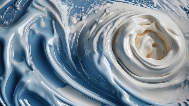 Splash of cream on Blue background