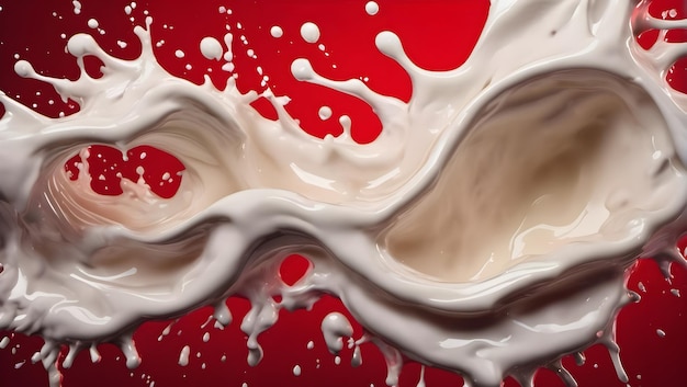 Splash of cream on Red background