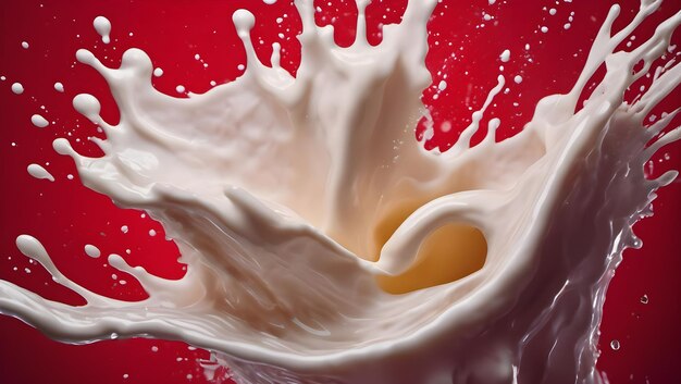 Splash of cream on Red background