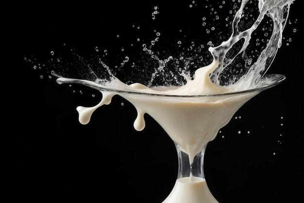 Splash of fresh milk or cream isolated on black background