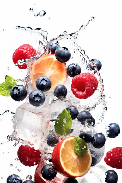 A splash of fruit is being poured into a glass