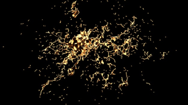 A splash of gold. 3d rendering.