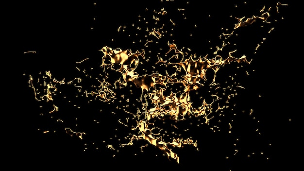 A splash of gold. 3d rendering.