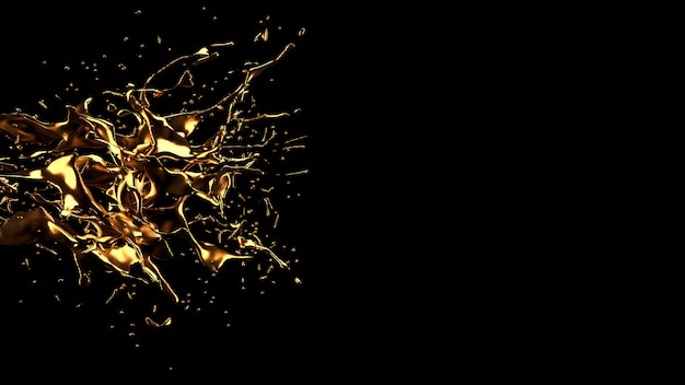 A splash of gold. 3d rendering.