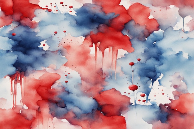 幸せのスプラッシュ 抽象的な赤と青の水彩画