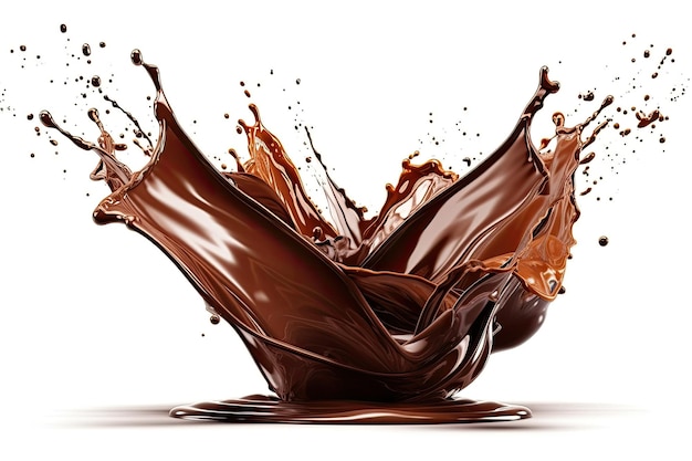 Splash of hot dark chocolate or coffee on a white background