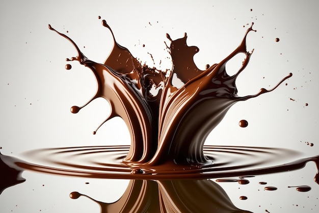 Splash of hot dark chocolate or coffee on a white background