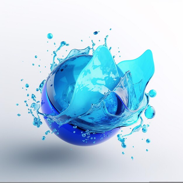 Splash Icon with Transparent Blue and White Material