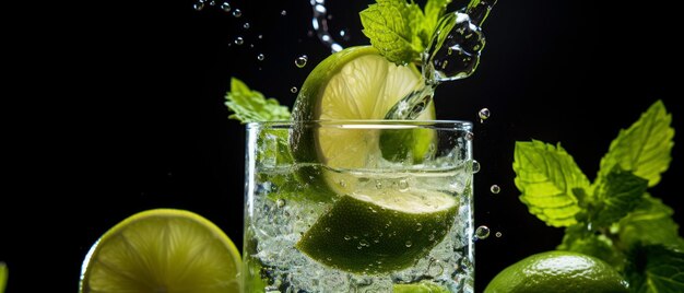 Splash into mojito bliss mint and lime freshness Tropical mojito delight citrus spray mint leaf charm AI Generative