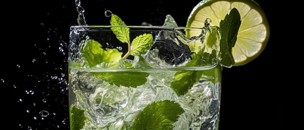 Splash into mojito bliss mint and lime freshness Tropical mojito delight citrus spray mint leaf charm AI Generative