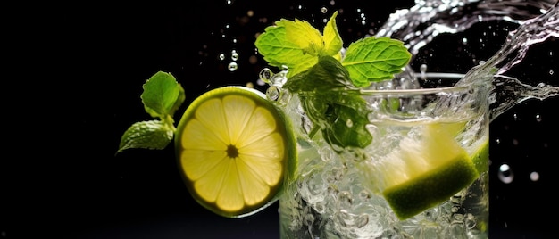 Splash into mojito bliss mint and lime freshness Tropical mojito delight citrus spray mint leaf charm AI Generative
