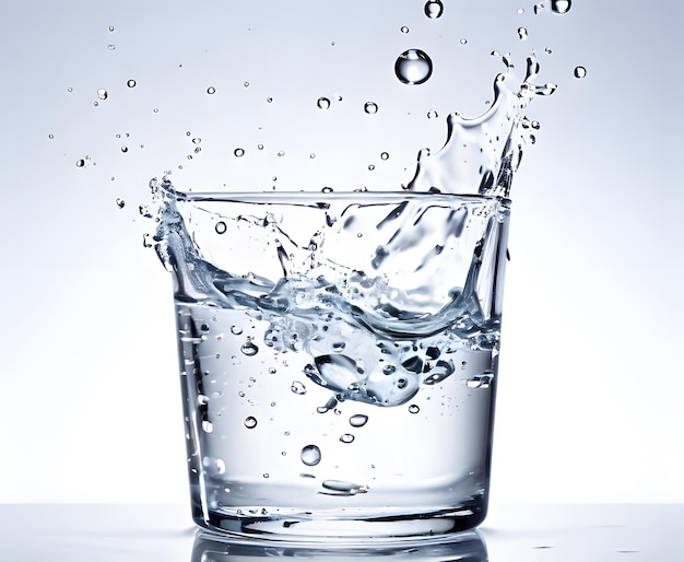 Splash of isopropanol rubbing alcohol with drops on light background