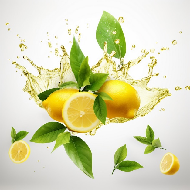 a splash of lemons and lemons in a water splash.