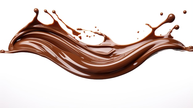 Splash of liquid brown chocolate with splashing drops