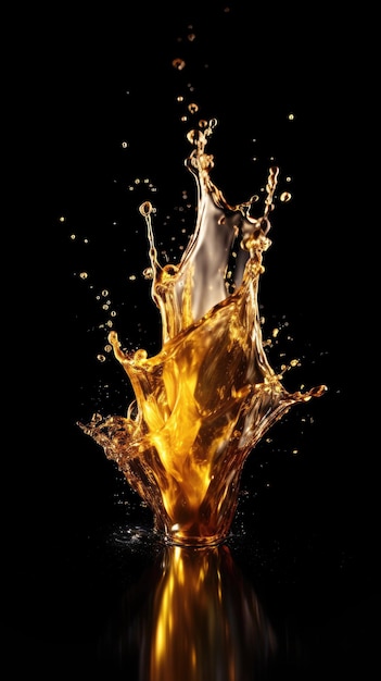 A splash of liquid with a black background