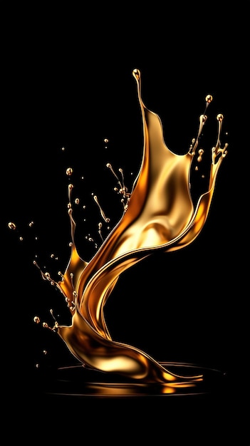 A splash of liquid with a black background.