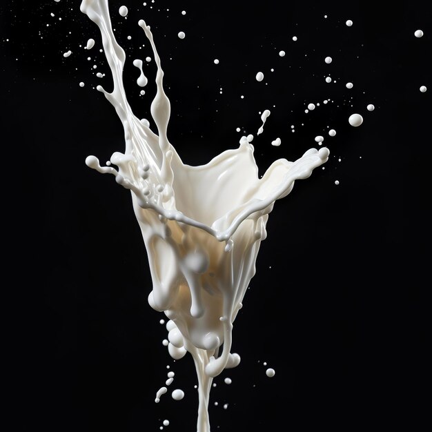 Splash of Milk on Black Background Generative Ai