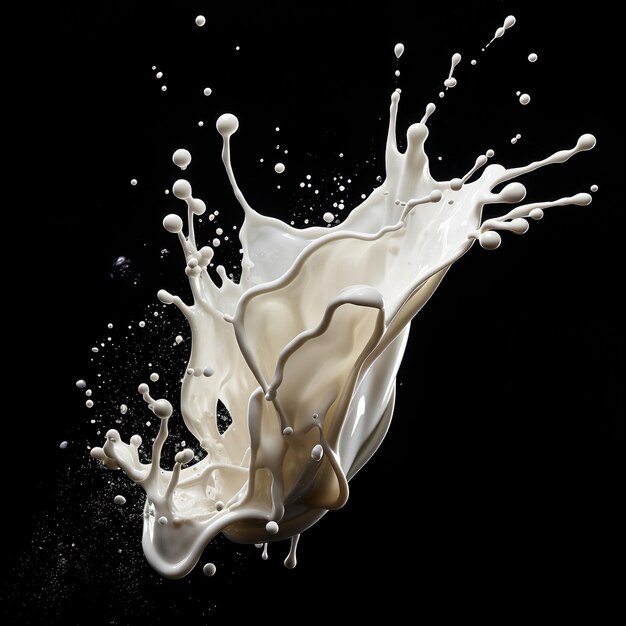 Splash of Milk on Black Background Generative Ai