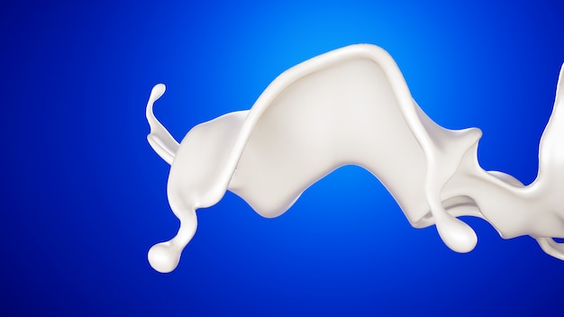 A splash of milk on blue background. 3d rendering.