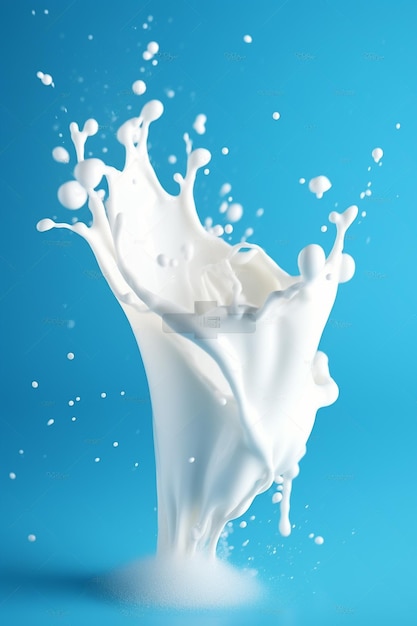 A splash of milk in a blue background