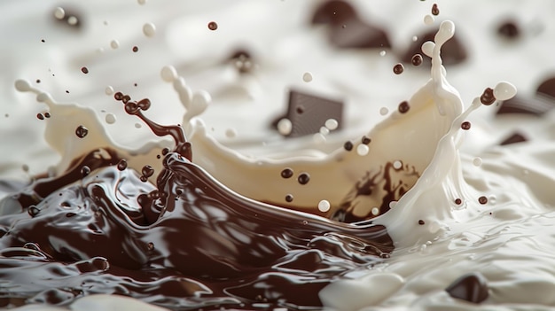 A splash of milk and chocolate intertwining silky mix
