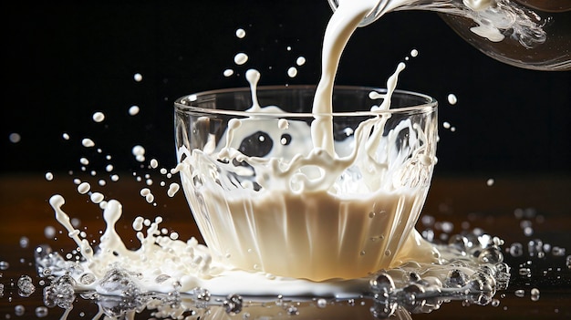 A splash of milk or cream is isolated on a white background