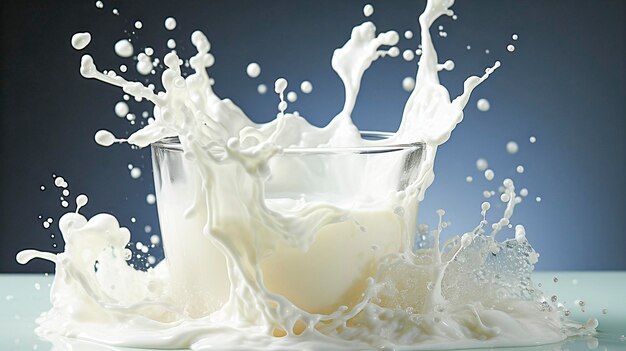 A splash of milk or cream is isolated on a white background