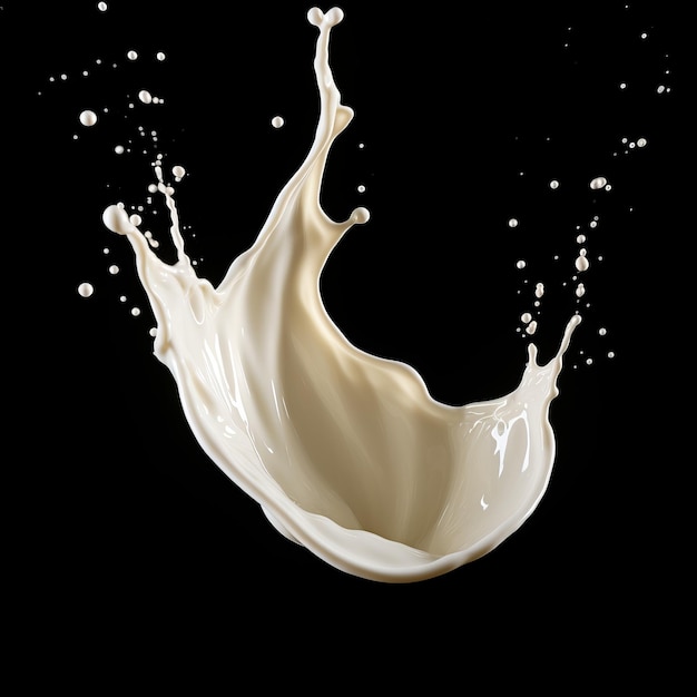 Splash of milk or cream isolated on black background