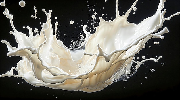 白い背景に分離されたミルクやクリームのスプラッシュ Ai 生成