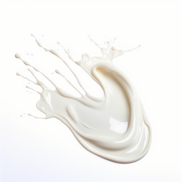 Всплеск молока или сливок на белом фоне