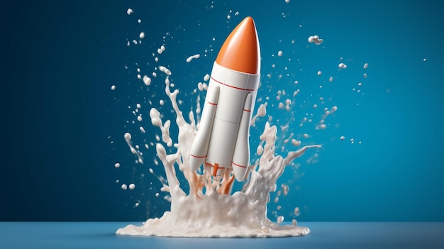 splash of milk in form of rocket shape