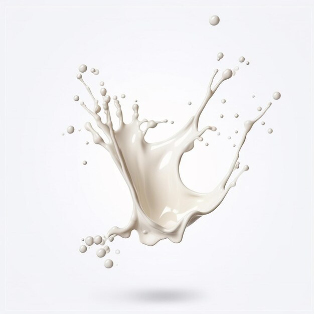 Photo a splash of milk is shown with drops of milk.