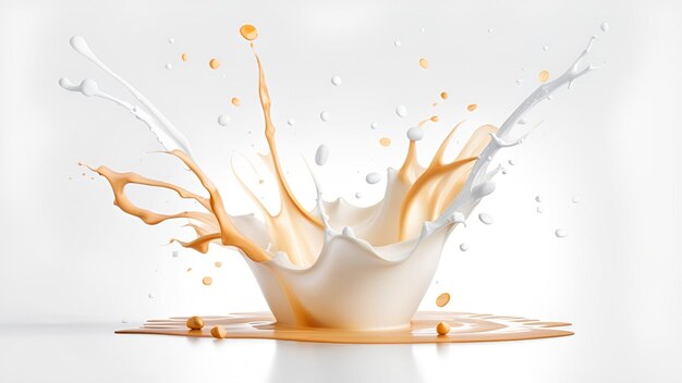 Splash milk pour or swirl it with realistic drops