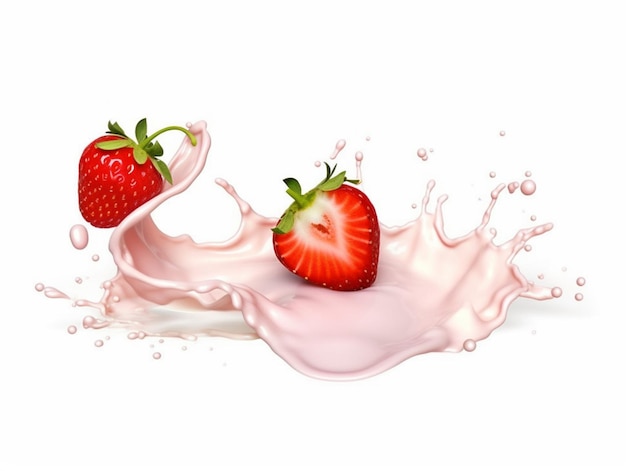 A splash of milk with strawberries in it