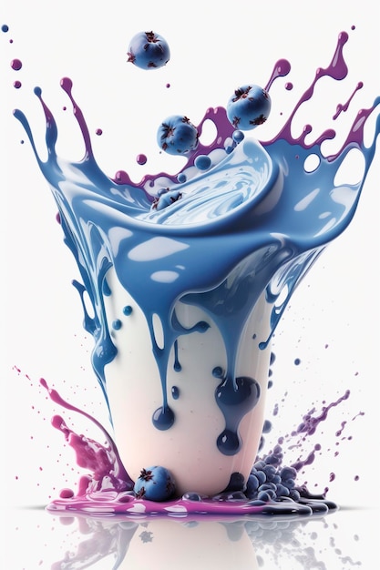 Photo splash of milk or yogurt on a white background generative ai