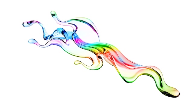 Photo splash of multi-colored transparent liquid