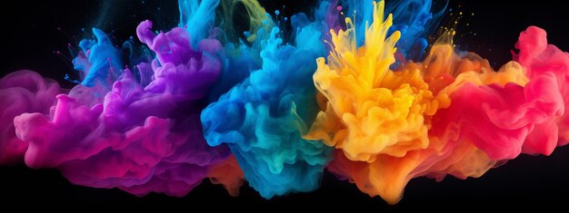 splash of multicolored powder on a black background Generative AI