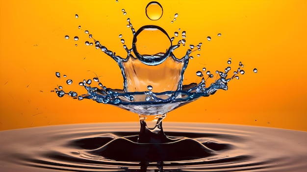 Splash of Elegance Waterdruppel Kroon op Amber Horizon Concept Nature39s Sway Zonlicht Dansen op Zomer Wildbloemen